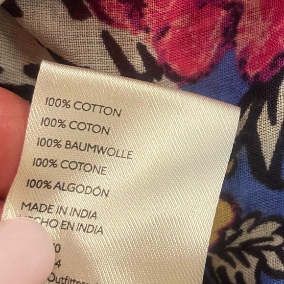 Free People Women’s Elena Floral Flowy Cotton Blue Pink Yellow Blouse NEW  M - Picture 6 of 13